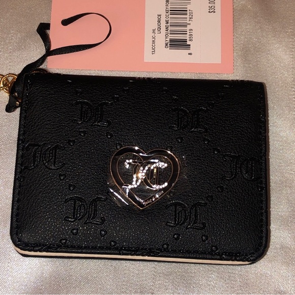 Juicy Couture Liquorice Faux Leather Only You And Me Card Case Key Fob NWT - Picture 2 of 16